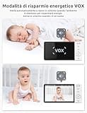 GHB Baby Monitor Video e Audio 5'', 350° Telecamera 720HD IPS Schermo, 5000mAh, Monitoraggio Temperatura, Audio Bidirezionale,VOX, Visione Notturna,Ninne Nanne