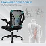 Milacyee Sedia da Ufficio con Supporto Lombare, Sedia Ufficio Ergonomica con Braccioli Regolabili in Rete Traspirante, Altezza Regolabile con 360°Ruote Girevoli, Nero