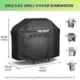 Velway Copertura Barbecue da Esterno, Telo Copri Barbecue Impermeabile, Copri BBQ, Anti Polvere Neve Pioggia Feci di Uccelli Sole,147x61x117cm,Nero