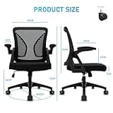 Milacyee Sedia da Ufficio con Supporto Lombare, Sedia Ufficio Ergonomica con Braccioli Regolabili in Rete Traspirante, Altezza Regolabile con 360°Ruote Girevoli, Nero