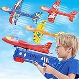 FAMKEEP Giocattoli Lanciatore Aereo,Aereo Giocattolo Aliante Aeroplano Schiuma per Bambini, Giochi Giardino Esterno All'aperto Interattivi Gioco Bimbi 3 4 5 6 7 8 9 10 Anni