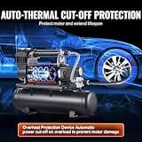 VEVOR Compressore d'Aria 12V, Gonfiatore per Pneumatici Portatile 180 L/min, Kit Gonfiatore per Pneumatici Serbatoio da 6 Litri, 10,3 Bar, Manometro Digitale, per Camion, Auto, SUV, Camper