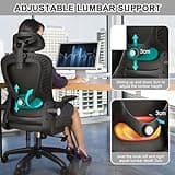 LEVIPE Sedia da ufficio, ergonomica con supporto lombare, braccioli, poggiatesta regolabili, sedia per computer girevole con schienale alto, comoda per ufficio a casa
