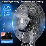Ventilatore a Nebulizzazione da Esterno Industriale, Ventilatore a Piantana Oscillante con 3 Velocità, Raffreddamento ad Alta Potenza con Serbatoio da 42L per Patio Garage o Palestra(26 inches)