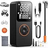 Compressore Aria Portatile Auto, 150PSI Mini Compressore Portatile Senza Fili con Luce LED, Batteria Ricaricabile 6000mAh, 12V DC Gonfiatore Elettrico Portatile per Pneumatici Auto Moto Bici Palloni