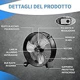 COSTWAY Ventilatore da Terra Industriale a 3 Velocità con Pale in Alluminio, Ventilatore a Piantana Potente ad Alta Velocità su Ruote in Gomma, 65 x 37 x 67 cm (Nero)