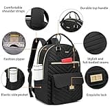 RJEU Borsa per libri per donne, ragazze e adolescenti, zaino estetico, per scuola, borsa per computer portatile, con porta USB, per studenti universitari, lavoro, nero