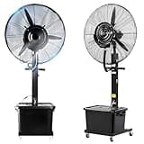 Ventilatore a Nebulizzazione da Esterno Industriale, Ventilatore a Piantana Oscillante con 3 Velocità, Raffreddamento ad Alta Potenza con Serbatoio da 42L per Patio Garage o Palestra(26 inches)