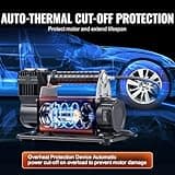 VEVOR Gonfiatore per Pneumatici 12 V, Compressore d'Aria per Carichi Pesanti, Pompa d'Aria Fuoristrada per Auto, SUV, Camion con Adattatori Cavo Alimentazione Tubo Aria Manometro, Borsa Trasporto