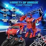 Macchina Telecomandata, 2.4GHz Trasforma Robot & RC Auto da Corsa Radiocomandata Giochi Esterno Giocattolo, Spider Cars Macchinine per Gioco Regalo Compleanno Natale Bambino Bimbi 3 4 5 6 7 8 9 Anni