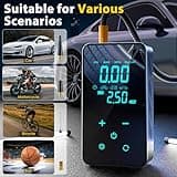 HyAdierTech Compressore Aria Portatile, 150PSI Gonfiatore Elettrico Portatile con Manometro, Elettrico Pompa Elettrica, Mini Compressore Pneumatici Ricaricabili con Luce LED per Moto Bici Palla