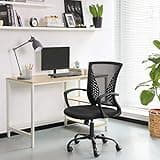 SONGMICS OBN22BK OBN22BK-Sedia da Ufficio, Girevole, Regolabile in Altezza, Funzione di Inclinazione Libera, Seduta e Schienale in Rete Respirante, Max Portata di 120 kg, Nero, Nylon, OneSize