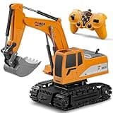 Daioller Escavatore Telecomandato per Bambini,Escavatori Radiocomandato con Spalletta in Metallo,Escavatore Idraulico per Ragazzi con luci e Suoni,6 Canali Sand Digger Regali per Bambini dai 4-7 Anni