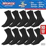 SOXCO 10 Paia Calzini Uomo Sportivi Spugna Running Trekking, Confezione da 10 (EU 43-46, Nero)