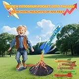 Joellfuner Lanciarazzi Giocattolo, Giocattoli Dinosauro Razzo, Gioco di Razzi con Pompa Lancio e 6 in Schiuma, Giochi da Giardino Esterno per Bambini, Regali per Ragazzi e Ragazze di 3-12 Anni