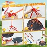 Joellfuner Lanciarazzi Giocattolo, Giocattoli Dinosauro Razzo, Gioco di Razzi con Pompa Lancio e 6 in Schiuma, Giochi da Giardino Esterno per Bambini, Regali per Ragazzi e Ragazze di 3-12 Anni