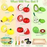 Subtail Frutta da Tagliare Giocattolo - 2 in 1 Gioco da Tavolo - Frutta E Verdura Giocattolo Giochi Bambini 2 3 Anni - Cibo Cucina Giocattolo per Bambini - Giochi Montessori Legno Regalo Bambini