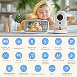 BOIFUN Baby Monitor, Videocamera Neonati Schermo da 4 '', 2000mAh Batteria Ricaricabile, VOX Rilevamento Del Suono, Rilevazione della temperatura e dell'umidità, Visione Notturna, Supporto Ninne Nanne