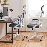 Yaheetech Sedia Ufficio Ergonomica con Braccioli Poggiatesta Regolabile Schienale Alto Funzione Dondolo Poltrona Scrivania Girevole in Rete Traspirante con Supporto Lombare Nera/Grigia