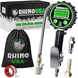 Gonfiatore digitale per pneumatici con manometro (0-1400 kPa) - Quadrante illuminato ANSI B40.7 di facile lettura, parti in ottone massiccio per qualsiasi auto, camion, moto e veicolo ricreativo.