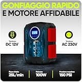 FORTEM Compressore Aria Portatile per Pneumatici, Pompa per Bicicletta, Compressore Aria 230V AC 12V DC con Luce a LED, Manometro Digitale Pneumatici con Gonfiaggio/Spegnimento Automatico (Rosso)