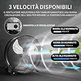 COSTWAY Ventilatore da Terra Industriale a 3 Velocità con Pale in Alluminio, Ventilatore a Piantana Potente ad Alta Velocità su Ruote in Gomma, 65 x 37 x 67 cm (Nero)