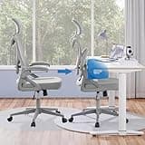 Yaheetech Sedia Ufficio Ergonomica con Braccioli Poggiatesta Regolabile Schienale Alto Funzione Dondolo Poltrona Scrivania Girevole in Rete Traspirante con Supporto Lombare Grigio Intero