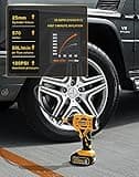 AUTDER Compressore Aria Portatile Senza Fili 180 PSI, Gonfiatore Pneumatici per Auto, Moto e Bicicletta con Manometro LCD, Luce LED, Batteria 21V Ricaricabile e Alimentazione 12V DC - Giallo