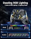 EasySMX X15 Wireless Controller con 7 luci RGB, Controller PC Bluetooth con Joystick Hall, Trigger Hall, Pulsanti programmabili - Compatibile con PC/Switch/Telefono/Tablet-Nero