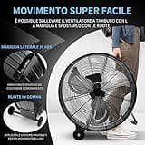 COSTWAY Ventilatore da Terra Industriale a 3 Velocità con Pale in Alluminio, Ventilatore a Piantana Potente ad Alta Velocità su Ruote in Gomma, 65 x 37 x 67 cm (Nero)