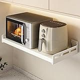 GAOXIAO Mensola sopra Microonde Salvaspazio, Supporto per Microonde, Ripiano da Parete, Versatile Organizer per Forno a Microonde, Ripiano Cucina Organizzatore Ripiani(Size:80cm,Color:White)