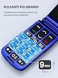 SweetLink F2 Plus Telefono Cellulare per Anziani, Flip Cellulare Anziani con Tasti Grandi, Contatti con Immagini, Base di Ricarica, Volume Alto, Funzione SOS, Doppia SIM,Pantalla 2.4", Blu