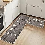 Set di 2 tappeti da cucina antifatica, tappetini da cucina per la decorazione della casa e l'ufficio, impermeabili, antiscivolo, tappetini da cucina comodi (Kitchenware-b, 43x75+43x150cm)
