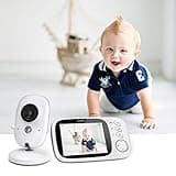 GHB Baby Monitor Video 3.2'' 1000mAh Batteria Videocamera con Sensore di Temperatura e VOX 8 Ninne Nanne Interfono a Due Voci da Attivazione Vocale