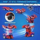 Macchina Telecomandata, 2.4GHz Trasforma Robot & RC Auto da Corsa Radiocomandata Giochi Esterno Giocattolo, Spider Cars Macchinine per Gioco Regalo Compleanno Natale Bambino Bimbi 3 4 5 6 7 8 9 Anni