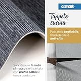 Comart - Tappeto Cucina Nancy - Antiscivolo - Lavabile in Lavatrice - Moderna Passatoia in Ciniglia - Runner per Corridoio e Cucina - Morbido e Resistente - Made in Italy - Grigio - 50x230 cm