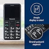 Panasonic KX-TU155EXBN Cellulare per Anziani, Pulsante SOS, Pulsanti Grandi, Compatibile Apparecchi Acustici, Bluetooth, Radio FM, Fotocamera, Base di Ricarica, Nero