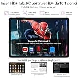 TABWEE T20 Tablet con Tastiera - Tablet Android 15 Octa-Core con Gemini AI, 24 GB RAM + 256 GB ROM (2 TB TF), 10 Pollici HD Incell, Fotocamera 8MP + 5MP, 5000 mAh 5G WiFi/Type-C/GPS
