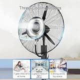 Ventilatore a Nebulizzazione da Esterno Industriale, Ventilatore a Piantana Oscillante con 3 Velocità, Raffreddamento ad Alta Potenza con Serbatoio da 42L per Patio Garage o Palestra(26 inches)