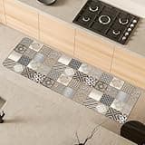 Comart - Tappeto Cucina Austin - Impermeabile - Antiscivolo - Antimacchia - Lavabile in Lavatrice - Passatoia in Poliestere - per Corridoio e Cucina - Made in Italy - Cementine Grigie - 50x170 cm