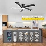 Ohniyou 132 cm Ventilatore da Soffitto con Luce, Telecomando e Controllo APP, Ventilatori da Soffitto per Esterni, Motore DC Silenzioso, Luce Regolabile, Reversibile per Camera da Letto, Soggiorno