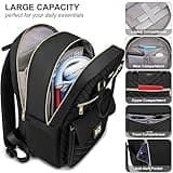 RJEU Borsa per libri per donne, ragazze e adolescenti, zaino estetico, per scuola, borsa per computer portatile, con porta USB, per studenti universitari, lavoro, nero