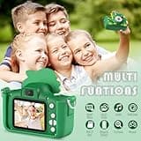 Macchina Fotografica Bambini Dinosauro, 2" 1080P Fotocamera Bambini, HD Selfie Fotocamera Per Bambini 32G, Regalo per bambino e bambina 3 4 5 6 7 8 9 10 11 12 Anni, Regali Giocattolo (Verde)
