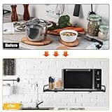 Ladieshow Mensola da Muro Forno Microonde, Mensola per Microonde Salvaspazio, Supporto Microonde da Parete, Mensola da Parete per Forno a Microonde, Scaffale da Cucina per Microonde con Ripiani（nero）