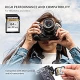 GIGASTONE Scheda di Memoria SDXC 64 GB, Set da 2, 4K Camera Pro, Velocità 100 MB/s per Fotocamera Canon Nikon Sony Panasonic, A1 V30 U3 UHS-I Classe 10 per 4K UHD Video, con 2 mini custodie