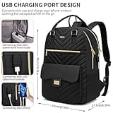 RJEU Borsa per libri per donne, ragazze e adolescenti, zaino estetico, per scuola, borsa per computer portatile, con porta USB, per studenti universitari, lavoro, nero