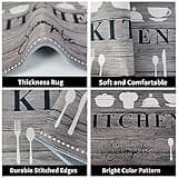 Set di 2 tappeti da cucina antifatica, tappetini da cucina per la decorazione della casa e l'ufficio, impermeabili, antiscivolo, tappetini da cucina comodi (Kitchenware-b, 43x75+43x150cm)